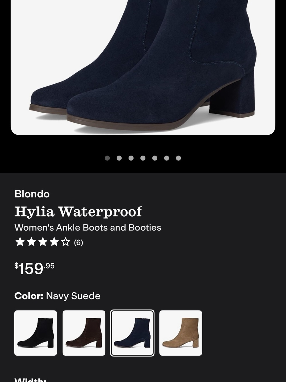 Blondo Hylia Waterproof Navy Suede Ankle Boots - Picture 3 of 4